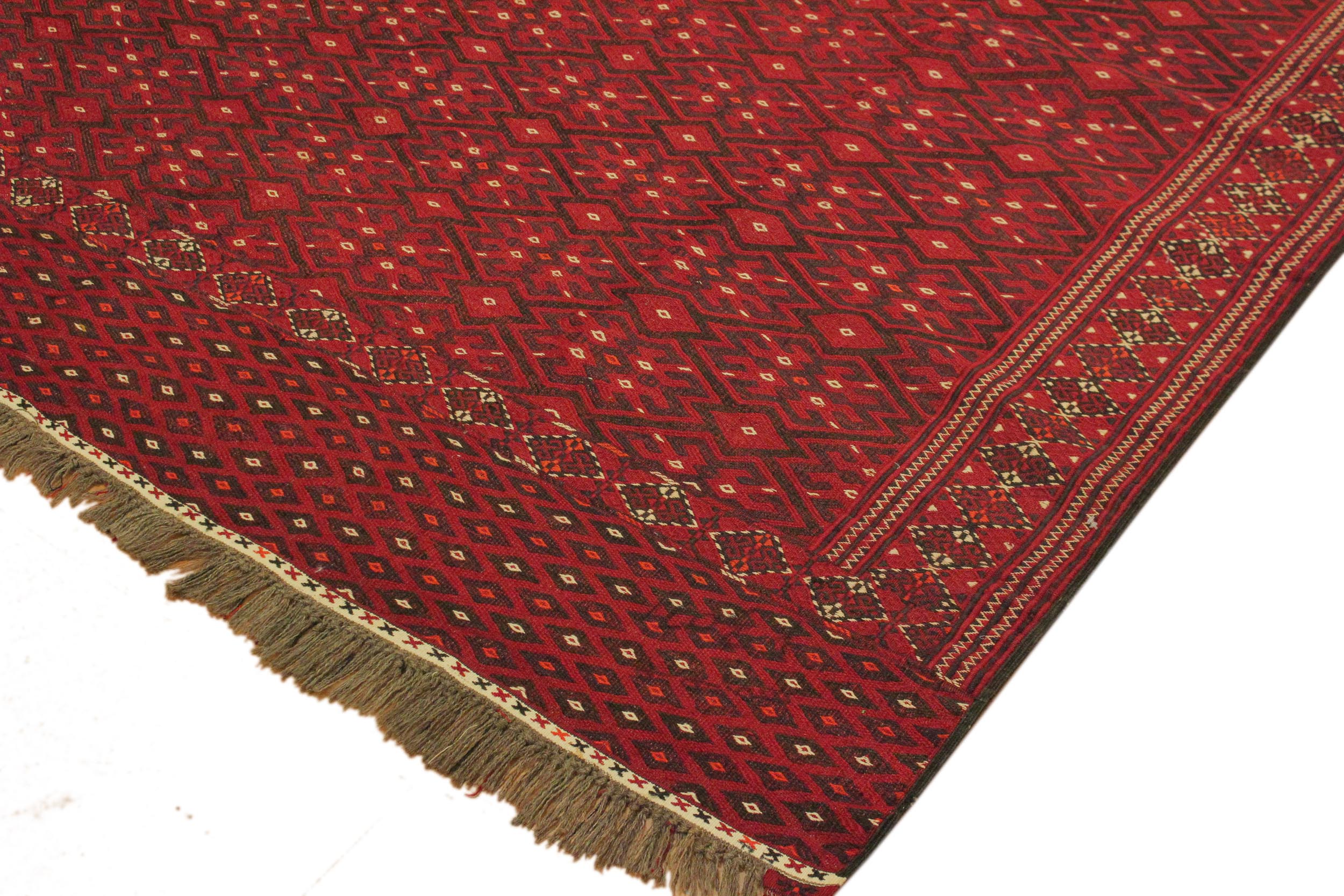 handmade Geometric Tukmansalah Red Black Hand-Woven RECTANGLE 100% WOOL area rug 7x11