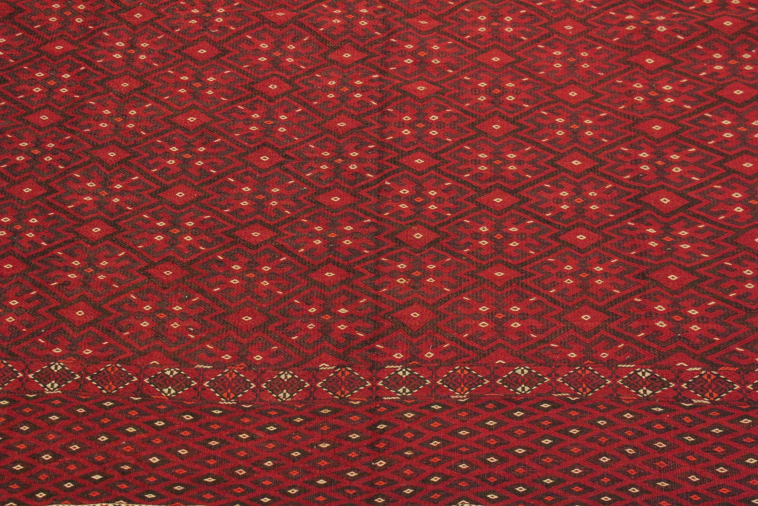 handmade Geometric Tukmansalah Red Black Hand-Woven RECTANGLE 100% WOOL area rug 7x11