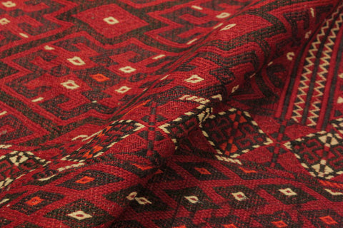handmade Geometric Tukmansalah Red Black Hand-Woven RECTANGLE 100% WOOL area rug 7x11