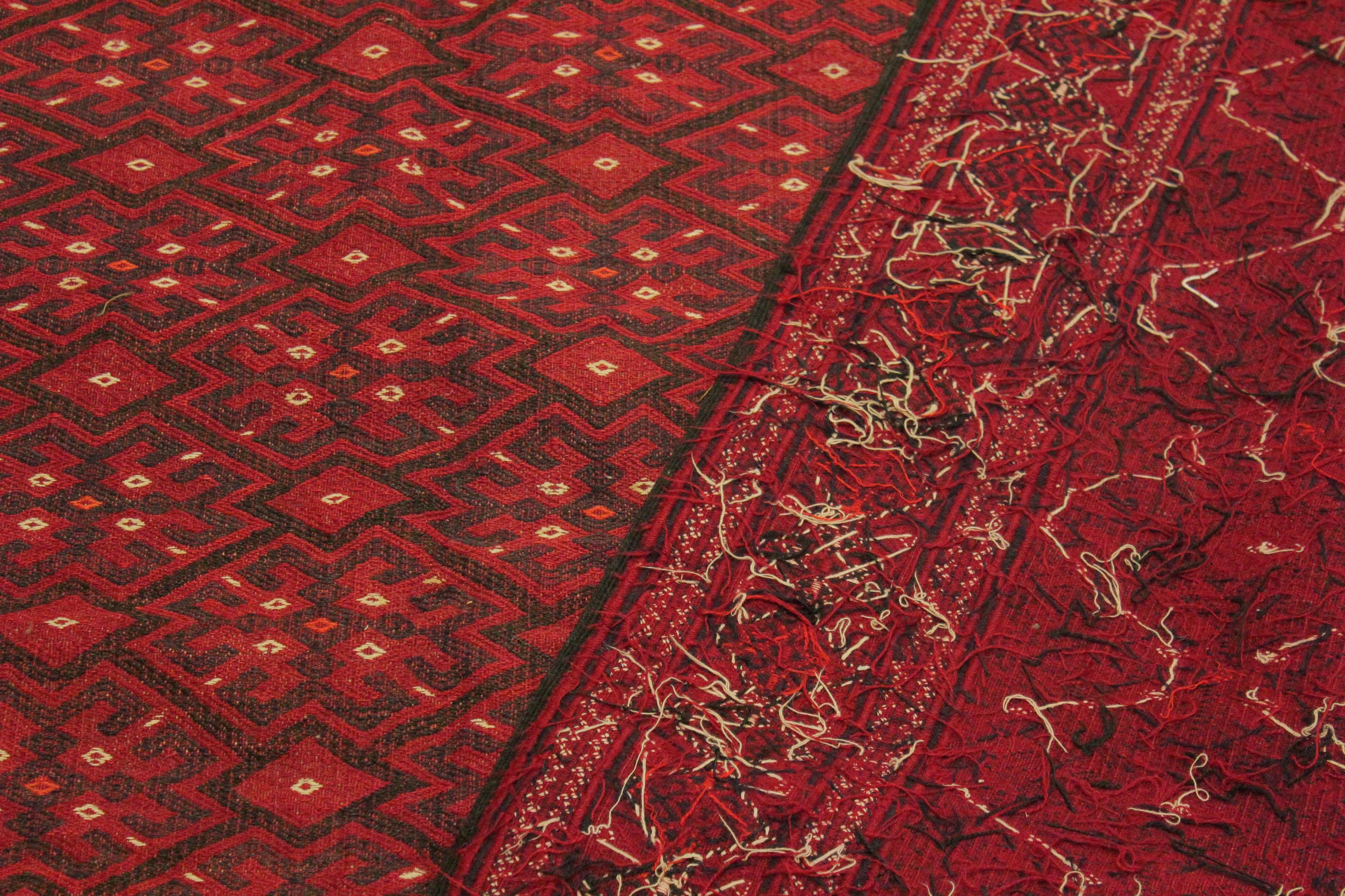 handmade Geometric Tukmansalah Red Black Hand-Woven RECTANGLE 100% WOOL area rug 7x11