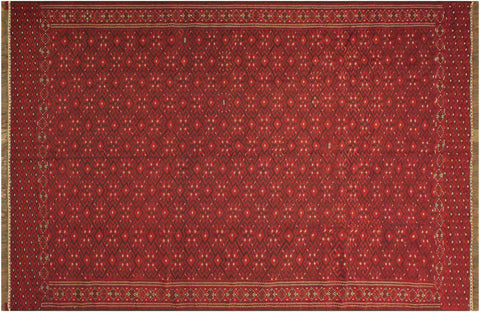 handmade Geometric Tukmansalah Red Black Hand-Woven RECTANGLE 100% WOOL area rug 7x11
