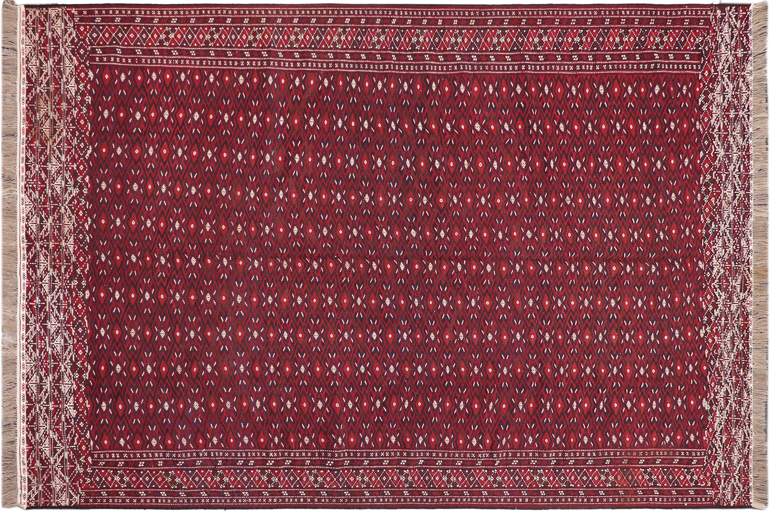 handmade Geometric Tukmansalah Red Ivory Hand-Woven RECTANGLE 100% WOOL area rug 8x12