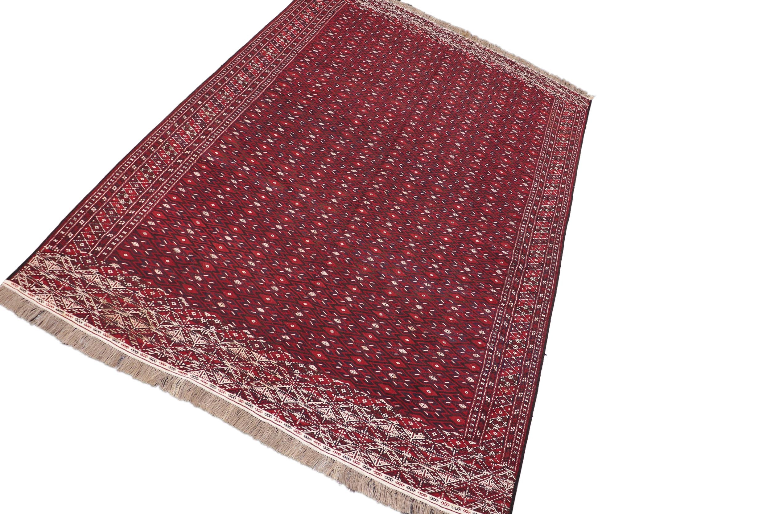 handmade Geometric Tukmansalah Red Ivory Hand-Woven RECTANGLE 100% WOOL area rug 8x12