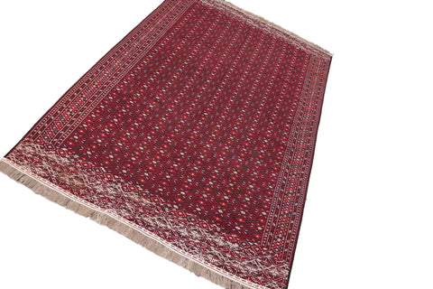 handmade Geometric Tukmansalah Red Ivory Hand-Woven RECTANGLE 100% WOOL area rug 8x12