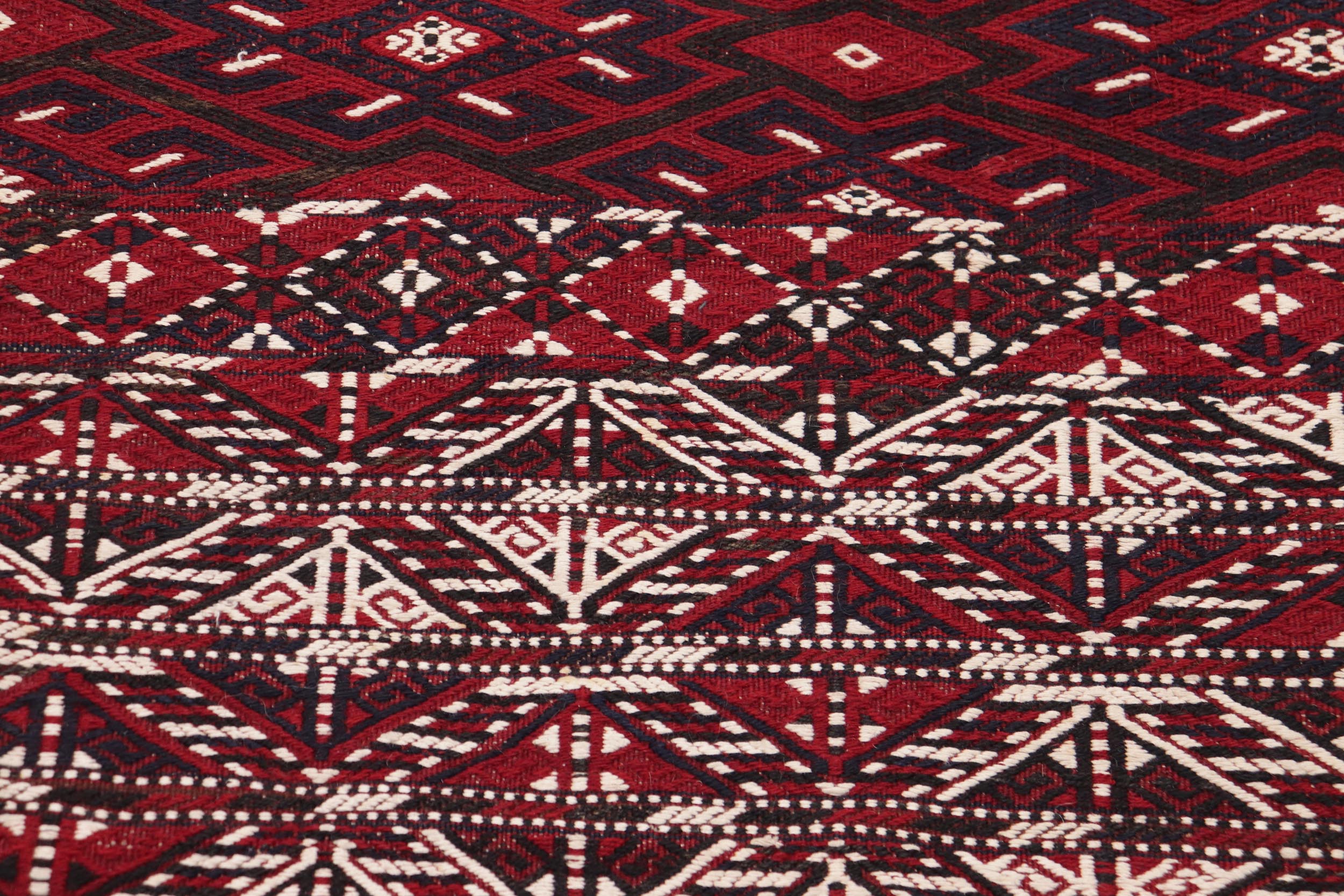 handmade Geometric Tukmansalah Red Ivory Hand-Woven RECTANGLE 100% WOOL area rug 8x12