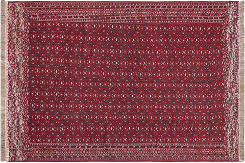 handmade Geometric Tukmansalah Red Ivory Hand-Woven RECTANGLE 100% WOOL area rug 8x12