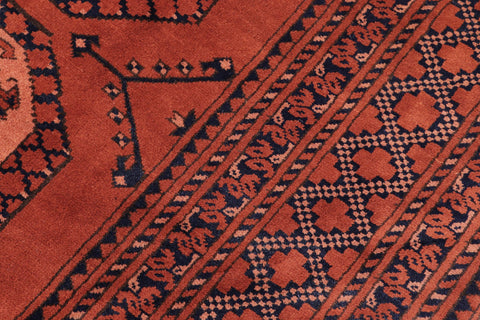 handmade Geometric Kargahi Rust Blue Hand Knotted RECTANGLE 100% WOOL area rug 7' x 10'