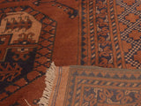 handmade Geometric Kargahi Rust Blue Hand Knotted RECTANGLE 100% WOOL area rug 7x10