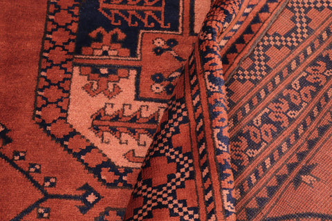 handmade Geometric Kargahi Rust Blue Hand Knotted RECTANGLE 100% WOOL area rug 7' x 10'