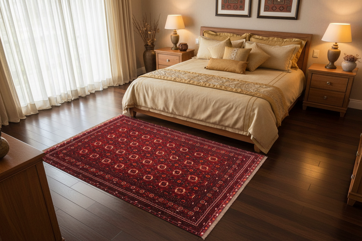 handmade Geometric Antique Bokhara Red Orange Hand Knotted RECTANGLE 100% WOOL area rug 7x10