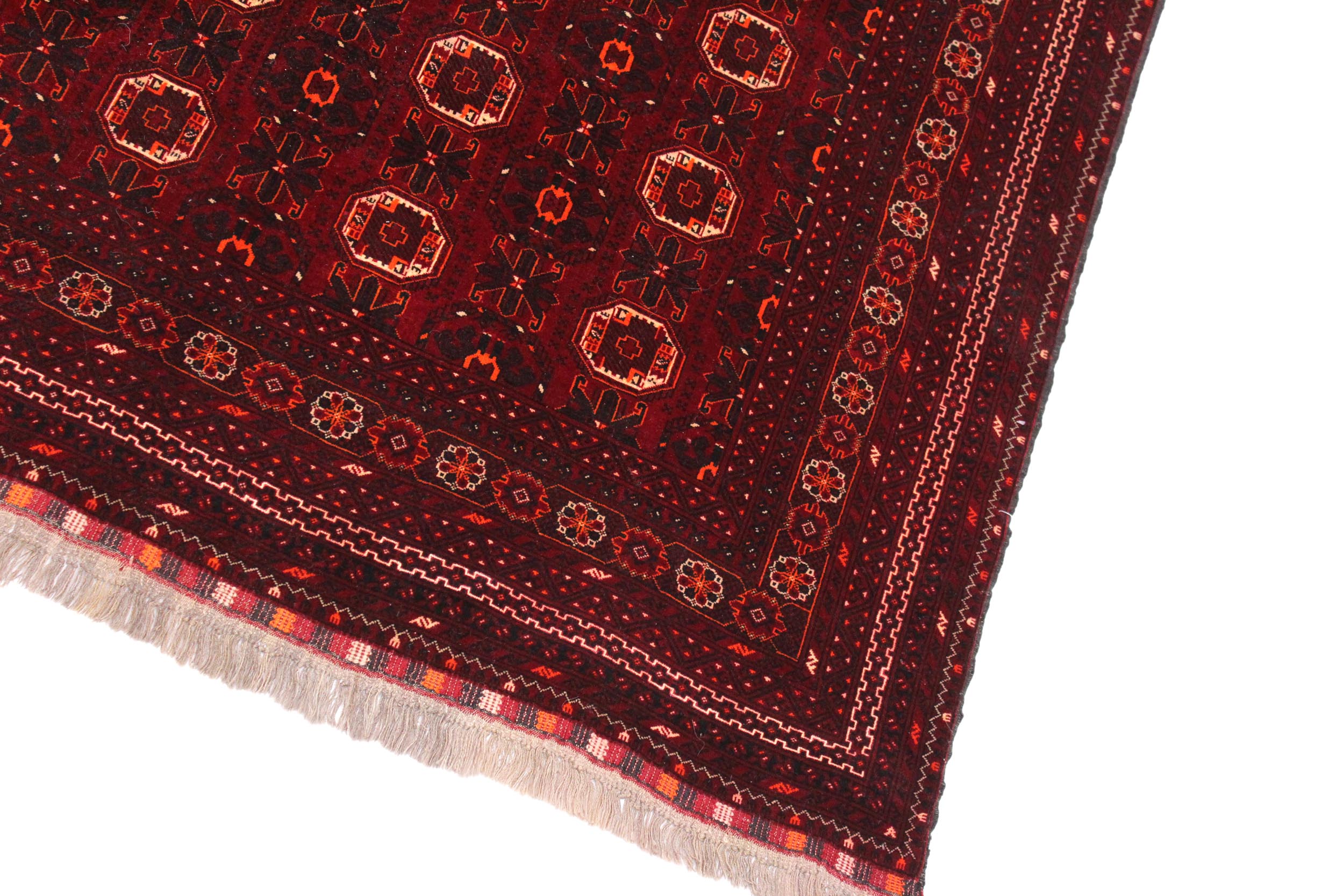 handmade Geometric Antique Bokhara Red Orange Hand Knotted RECTANGLE 100% WOOL area rug 7x10