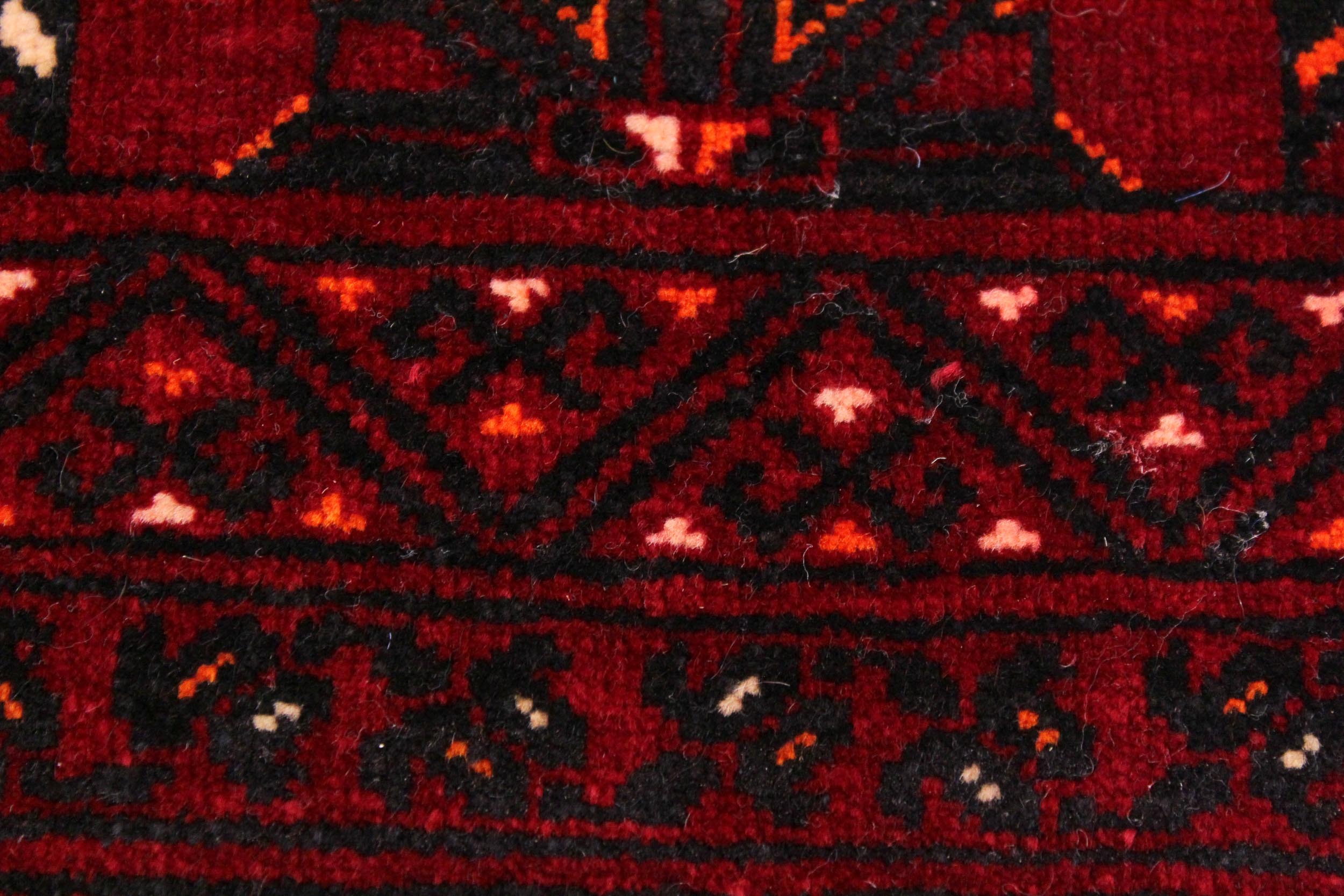 handmade Geometric Antique Bokhara Red Orange Hand Knotted RECTANGLE 100% WOOL area rug 7x10