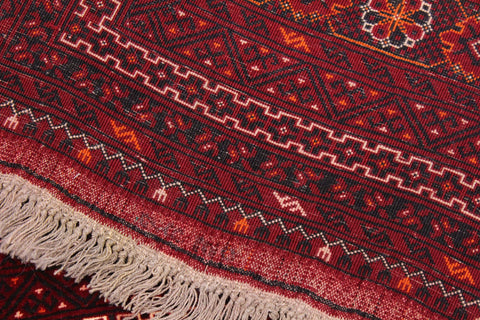 handmade Geometric Antique Bokhara Red Orange Hand Knotted RECTANGLE 100% WOOL area rug 7x10