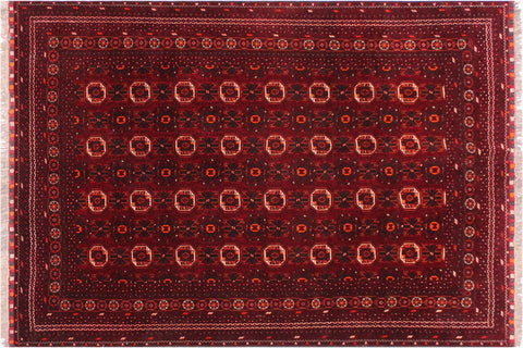 handmade Geometric Antique Bokhara Red Orange Hand Knotted RECTANGLE 100% WOOL area rug 7x10