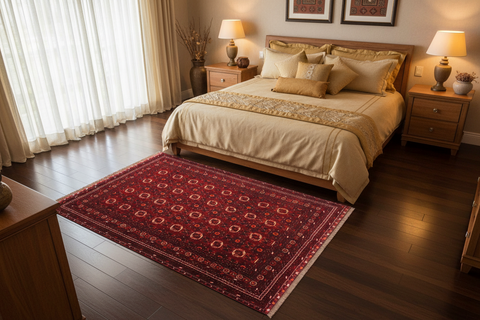 handmade Geometric Antique Bokhara Red Orange Hand Knotted RECTANGLE 100% WOOL area rug 7x10