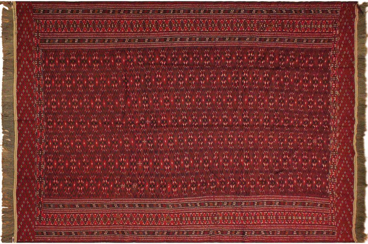 handmade Geometric Tukmansalah Red Ivory Hand-Woven GALLERY 100% WOOL area rug 7x12