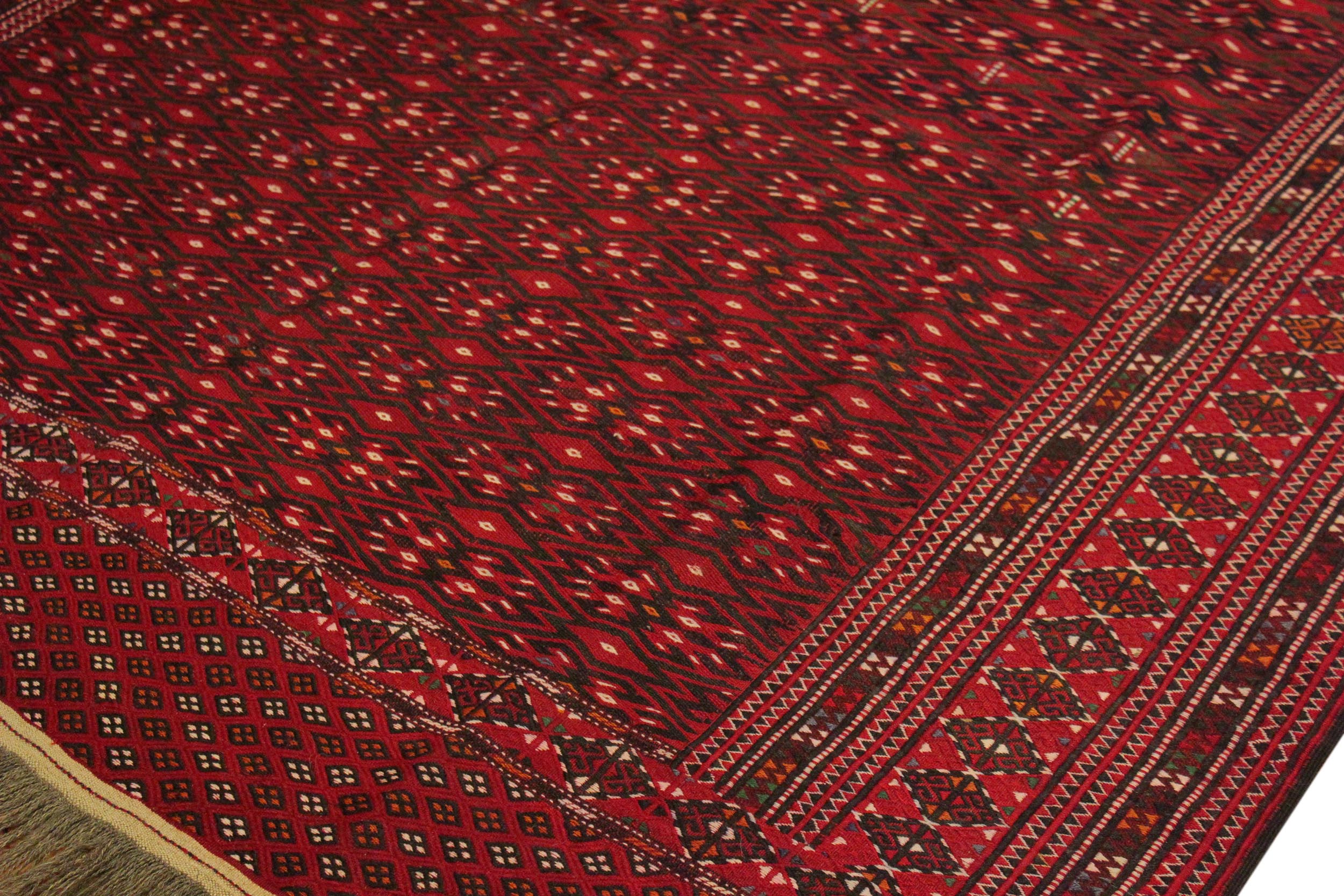 handmade Geometric Tukmansalah Red Ivory Hand-Woven GALLERY 100% WOOL area rug 7x12