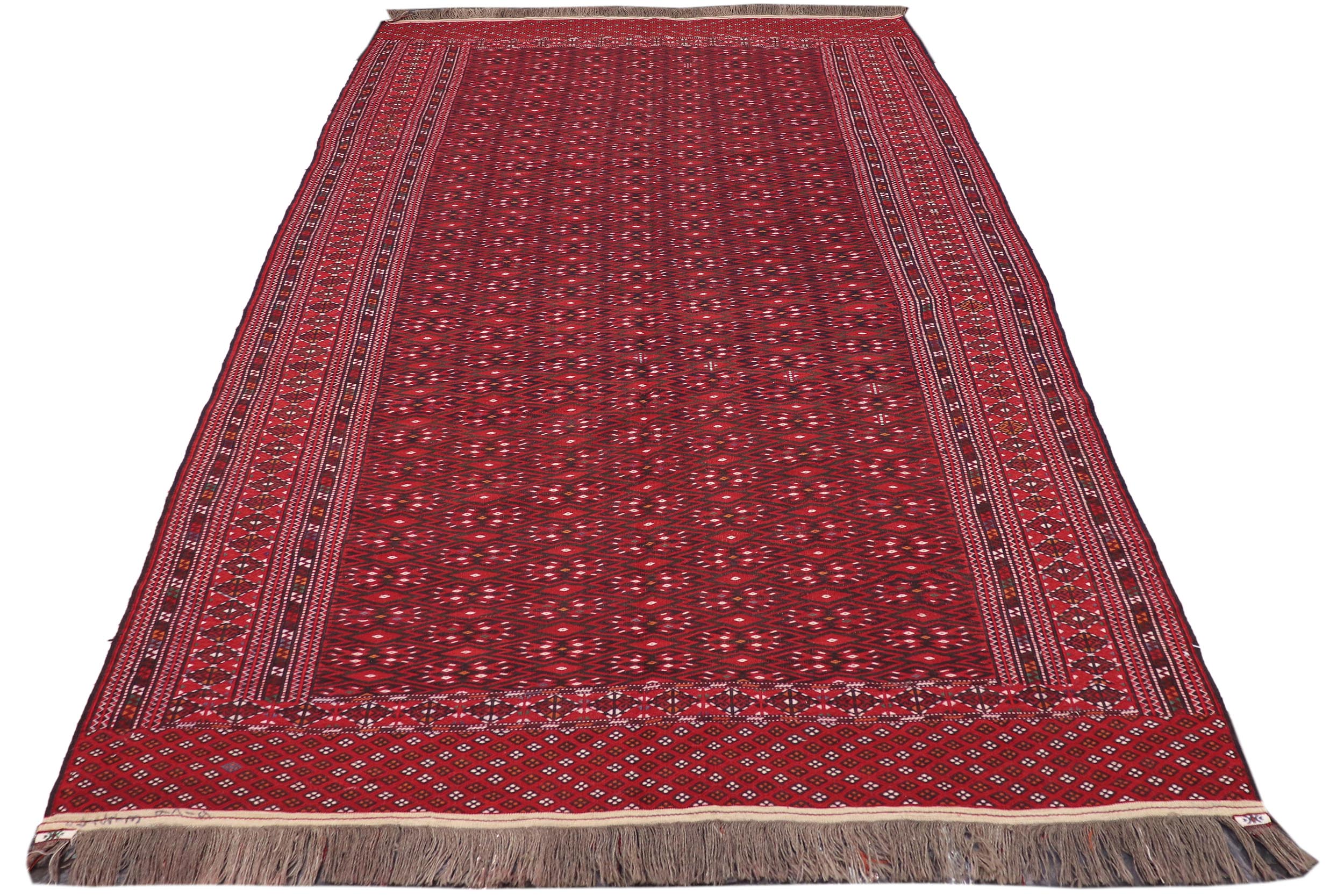 handmade Geometric Tukmansalah Red Ivory Hand-Woven GALLERY 100% WOOL area rug 7x12
