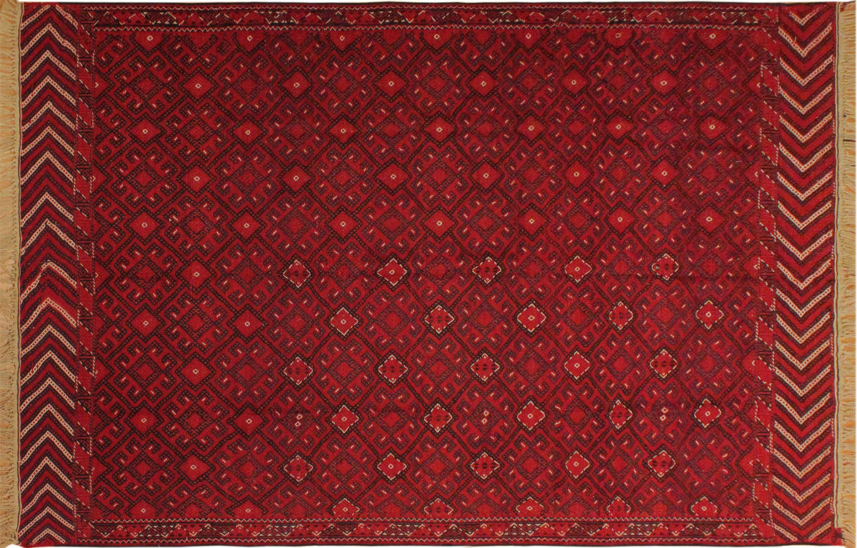 handmade Geometric Tukmansalah Red Black Hand-Woven RECTANGLE 100% WOOL area rug 7x10