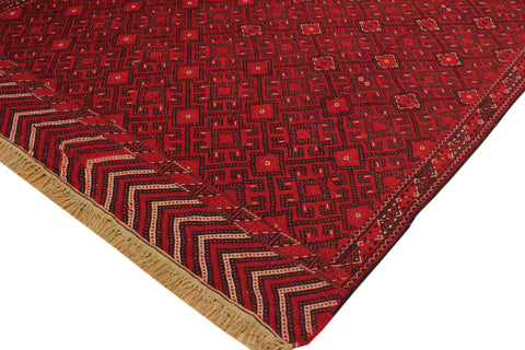 handmade Geometric Tukmansalah Red Black Hand-Woven RECTANGLE 100% WOOL area rug 7x10