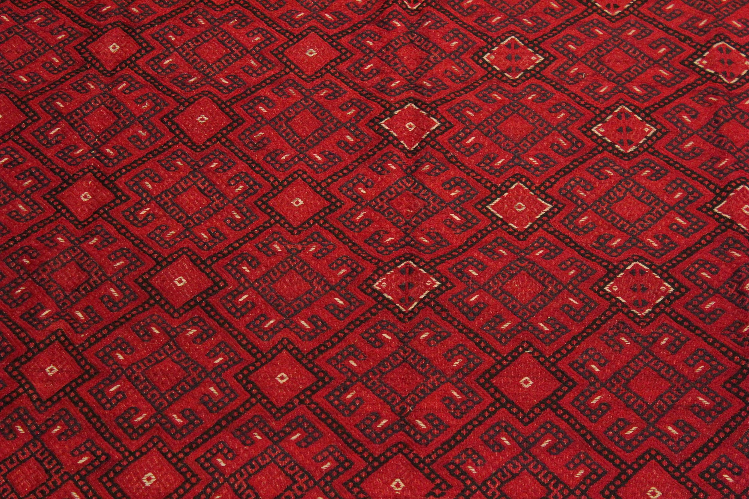 handmade Geometric Tukmansalah Red Black Hand-Woven RECTANGLE 100% WOOL area rug 7x10