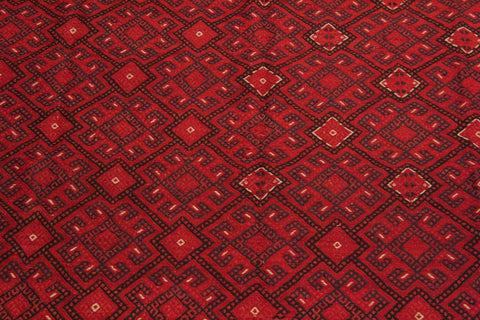 handmade Geometric Tukmansalah Red Black Hand-Woven RECTANGLE 100% WOOL area rug 7x10