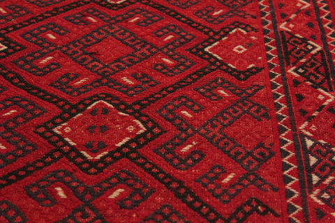 handmade Geometric Tukmansalah Red Black Hand-Woven RECTANGLE 100% WOOL area rug 7x10