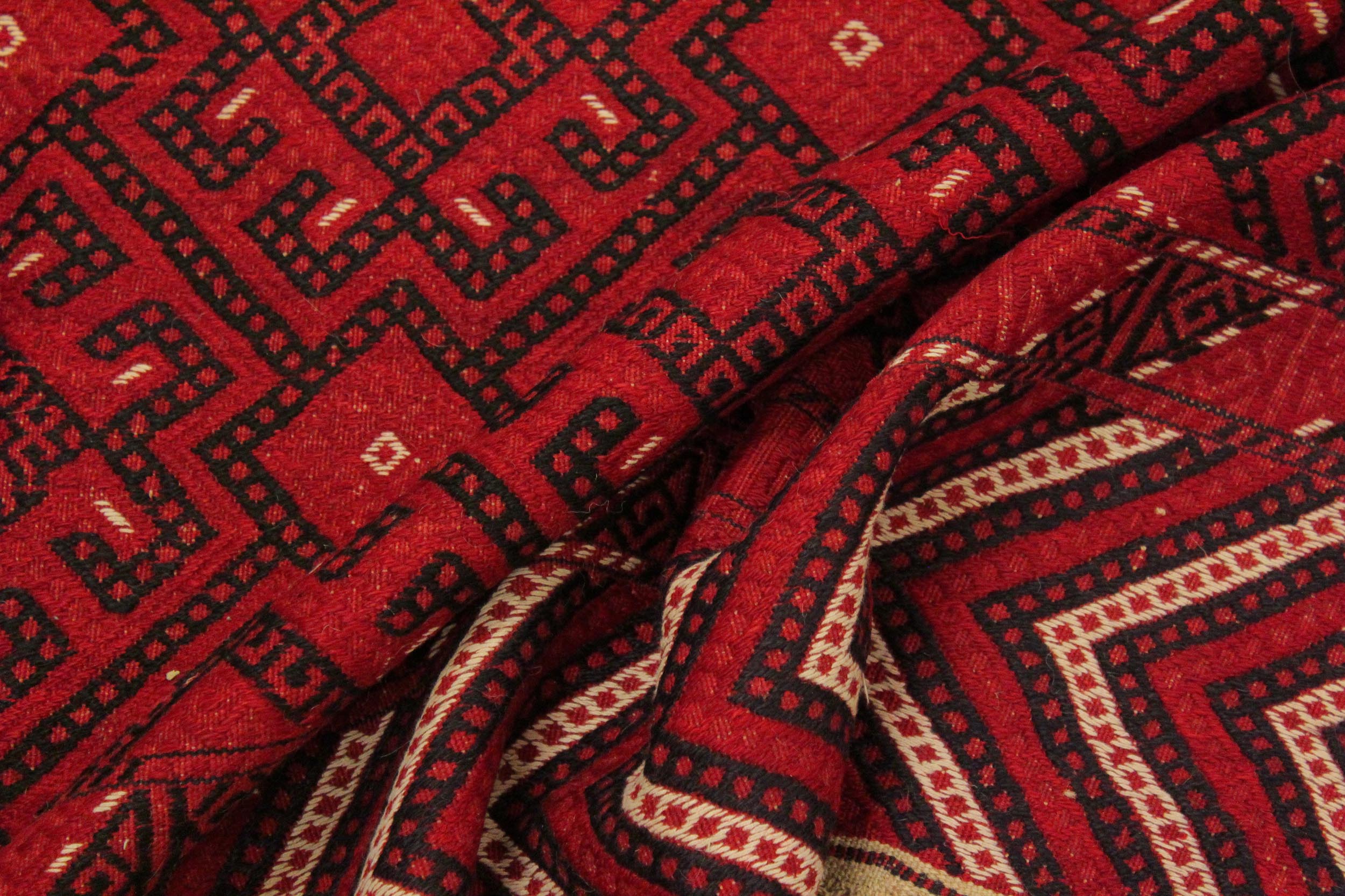 handmade Geometric Tukmansalah Red Black Hand-Woven RECTANGLE 100% WOOL area rug 7x10