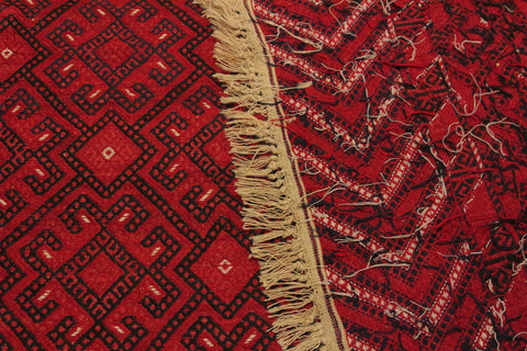 handmade Geometric Tukmansalah Red Black Hand-Woven RECTANGLE 100% WOOL area rug 7x10