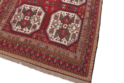 handmade Geometric Soumakh Rust Ivory Hand-Woven RECTANGLE 100% WOOL area rug 6 x 8