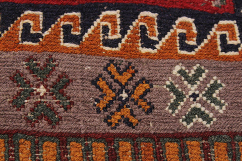 handmade Geometric Soumakh Rust Ivory Hand-Woven RECTANGLE 100% WOOL area rug 6 x 8