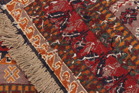 handmade Geometric Soumakh Rust Ivory Hand-Woven RECTANGLE 100% WOOL area rug 6 x 8