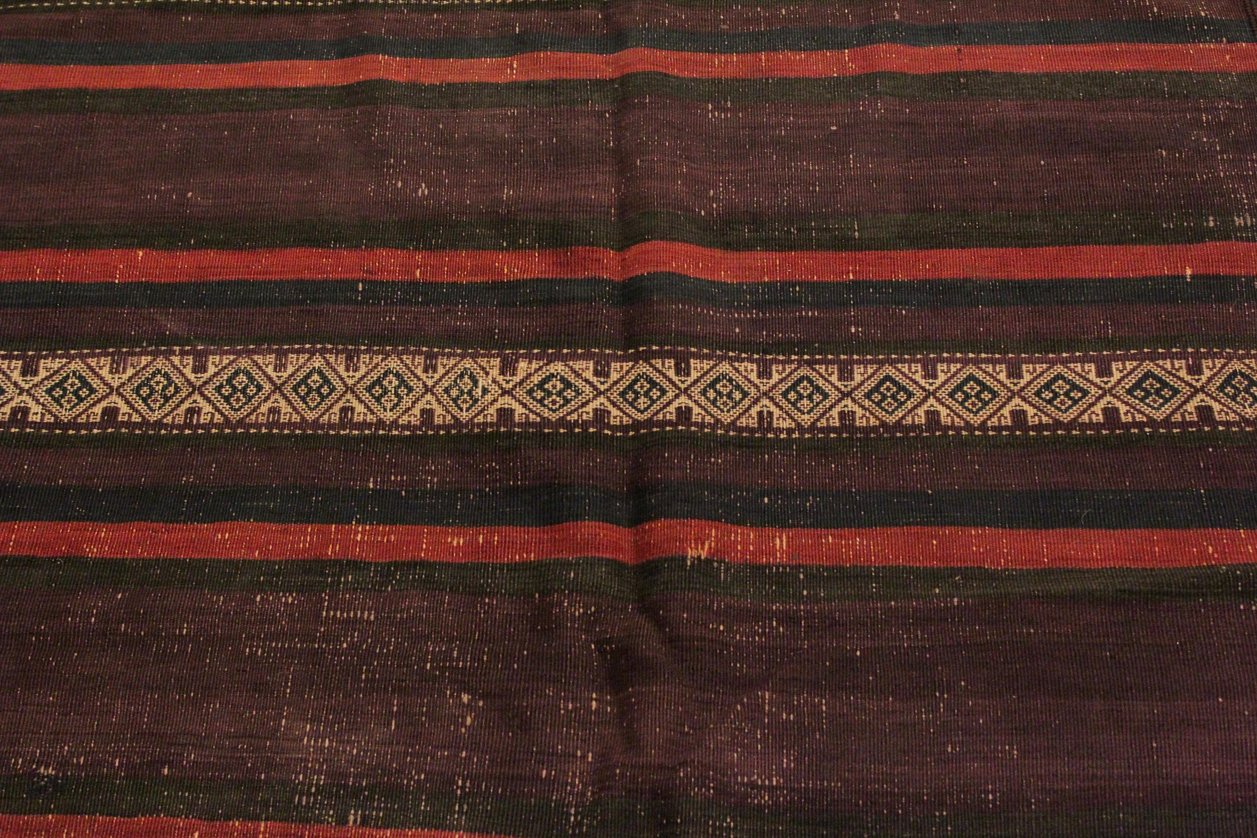 handmade Geometric Kilim Red Orange Hand-Woven RUNNER 100% WOOL area rug 4x7