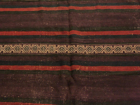 handmade Geometric Kilim Red Orange Hand-Woven RUNNER 100% WOOL area rug 4x7