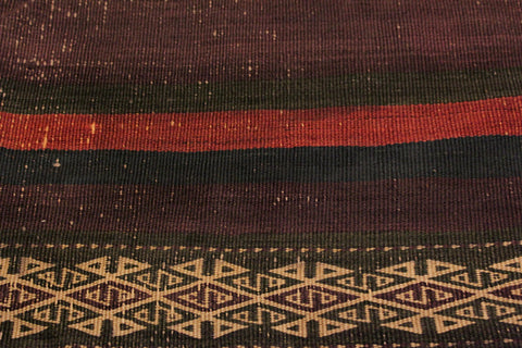 handmade Geometric Kilim Red Orange Hand-Woven RUNNER 100% WOOL area rug 4x7