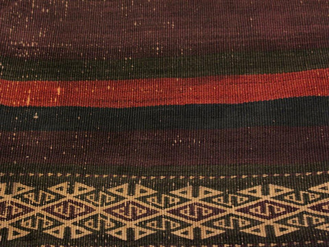 handmade Geometric Kilim Red Orange Hand-Woven RUNNER 100% WOOL area rug 4x7