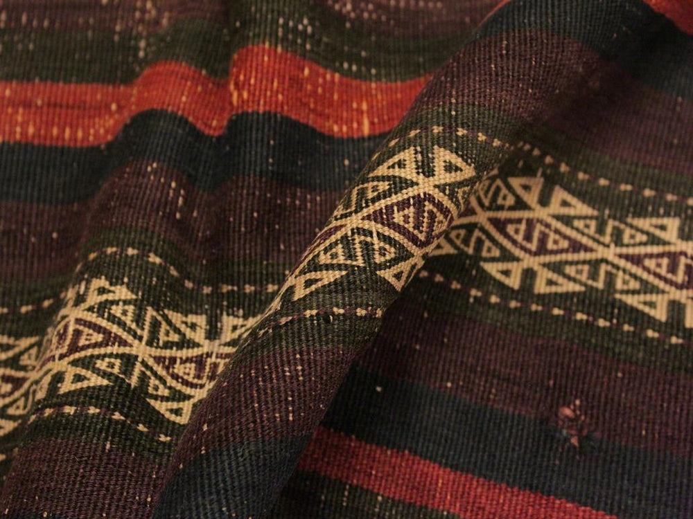 handmade Geometric Kilim Red Orange Hand-Woven RUNNER 100% WOOL area rug 4x7