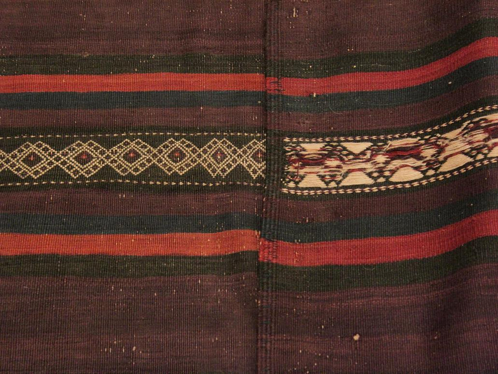 handmade Geometric Kilim Red Orange Hand-Woven RUNNER 100% WOOL area rug 4x7