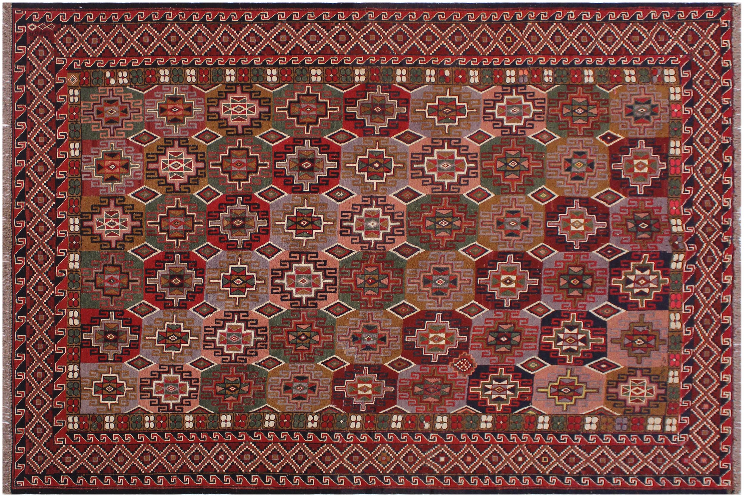 handmade Geometric Soumakh Rust Pink Hand-Woven RECTANGLE 100% WOOL area rug 6 x 8