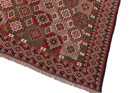 handmade Geometric Soumakh Rust Pink Hand-Woven RECTANGLE 100% WOOL area rug 6 x 8