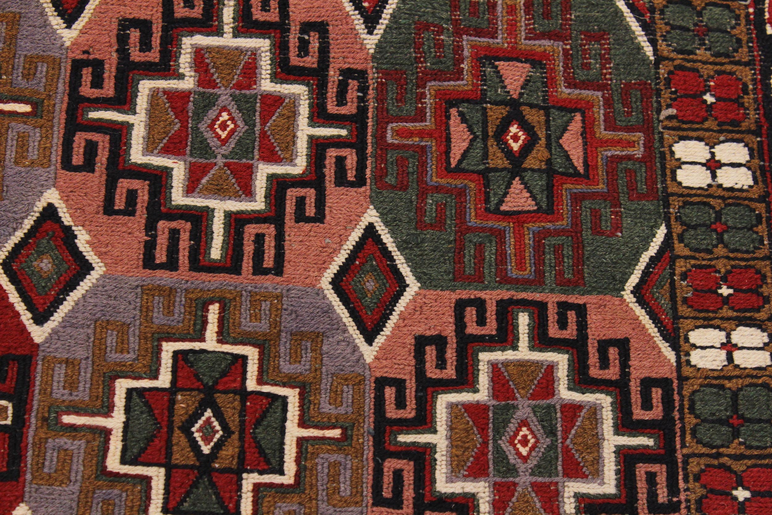 handmade Geometric Soumakh Rust Pink Hand-Woven RECTANGLE 100% WOOL area rug 6 x 8
