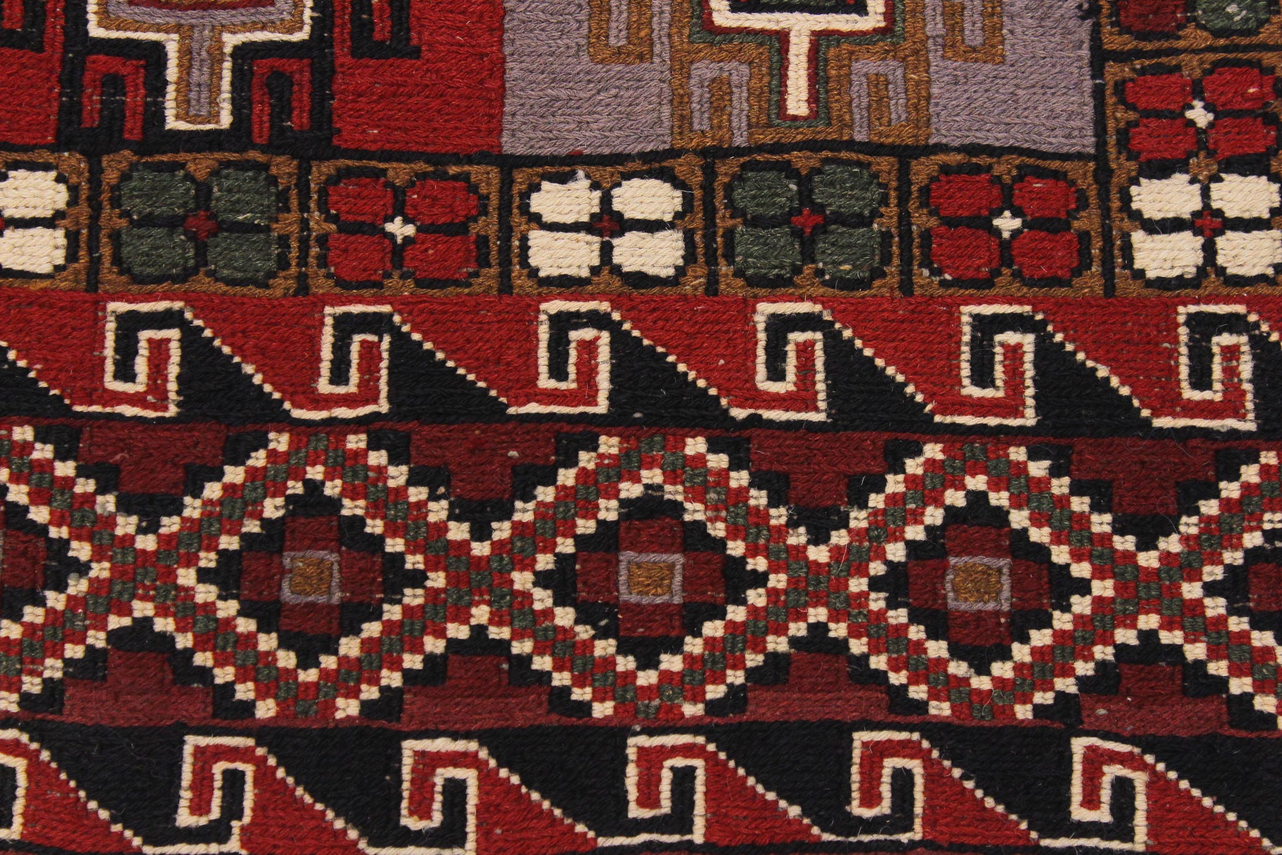 handmade Geometric Soumakh Rust Pink Hand-Woven RECTANGLE 100% WOOL area rug 6 x 8
