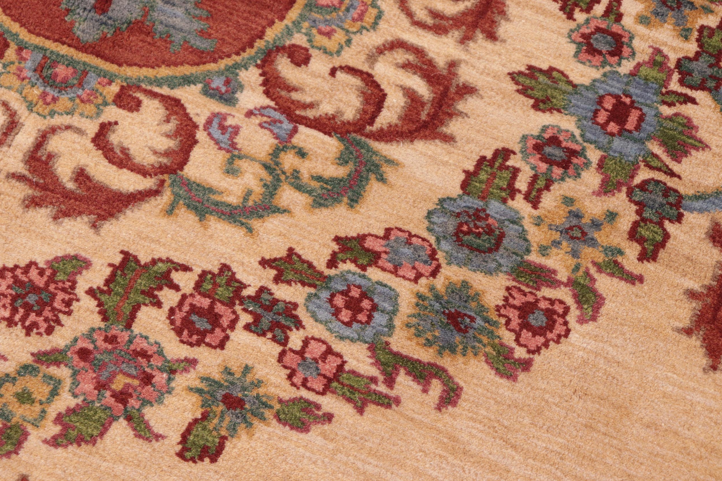handmade Traditional Kafkaz Beige Rust Hand Knotted RECTANGLE 100% WOOL area rug 6' x 9'