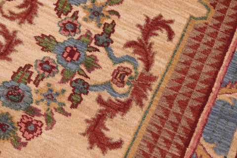 handmade Traditional Kafkaz Beige Rust Hand Knotted RECTANGLE 100% WOOL area rug 6' x 9'