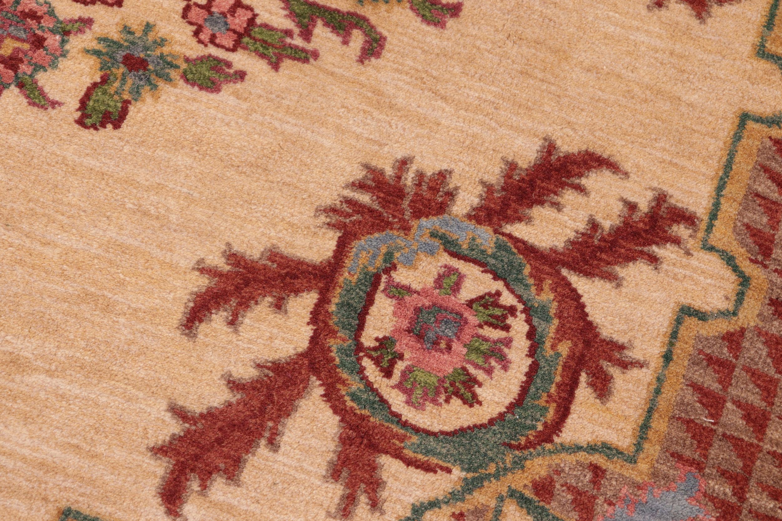 handmade Traditional Kafkaz Beige Rust Hand Knotted RECTANGLE 100% WOOL area rug 6' x 9'