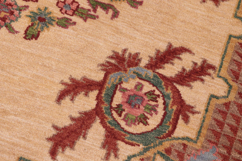 handmade Traditional Kafkaz Beige Rust Hand Knotted RECTANGLE 100% WOOL area rug 6' x 9'