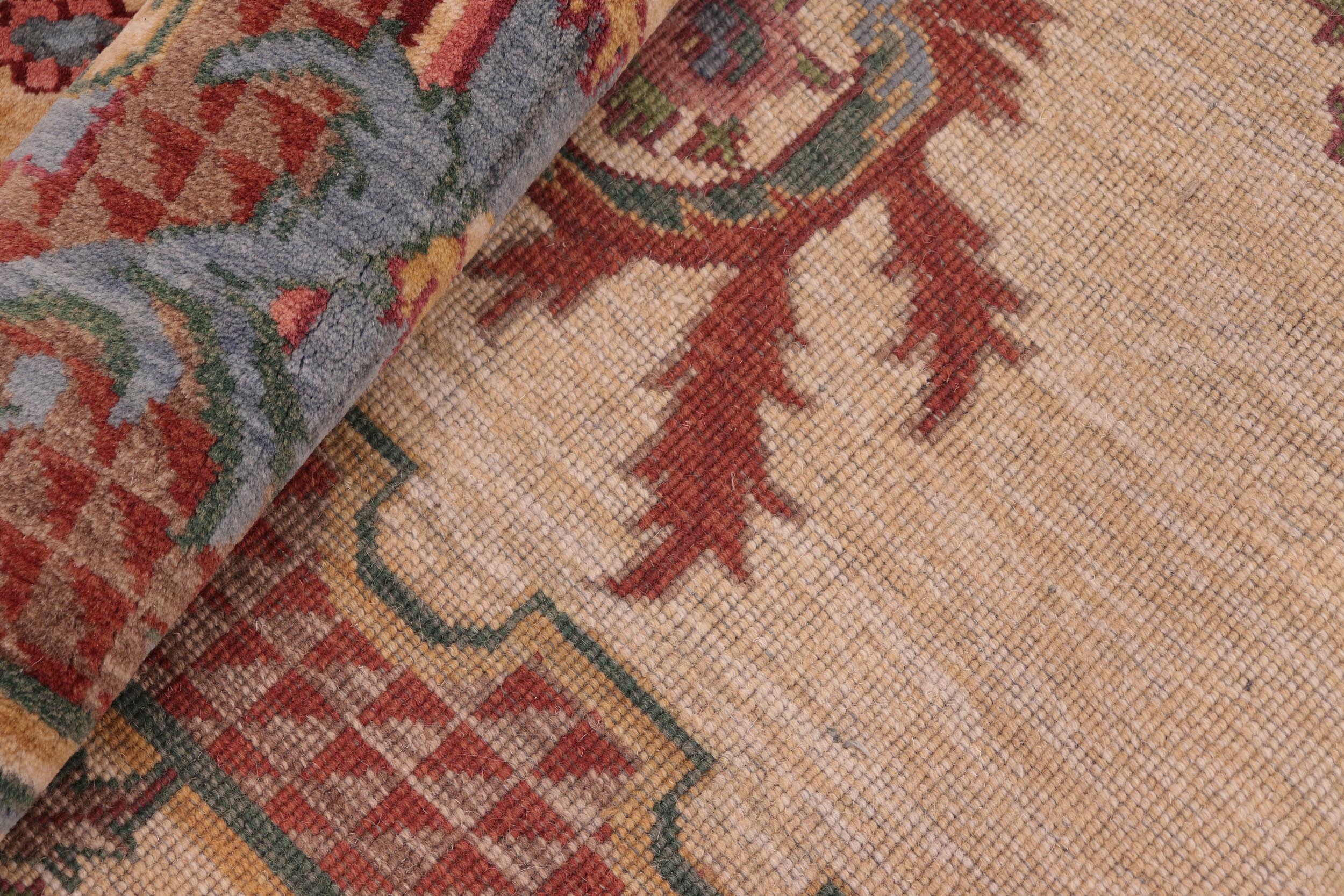 handmade Traditional Kafkaz Beige Rust Hand Knotted RECTANGLE 100% WOOL area rug 6' x 9'
