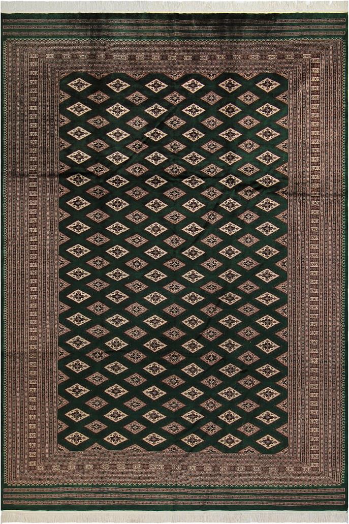 handmade Geometric Bokhara Green Taupe Hand Knotted RECTANGLE 100% WOOL area rug 9X12