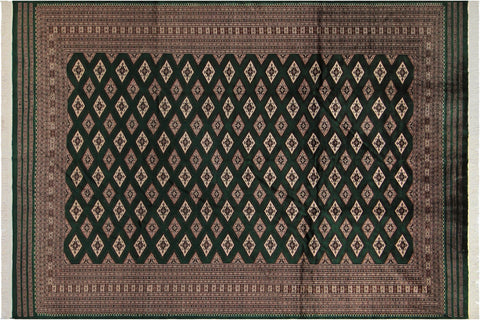 handmade Geometric Bokhara Green Taupe Hand Knotted RECTANGLE 100% WOOL area rug 9X12