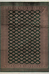 handmade Geometric Bokhara Green Taupe Hand Knotted RECTANGLE 100% WOOL area rug 9X12